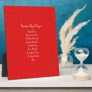 Placa Expositora Guardian Angel Prayer Red Hearts