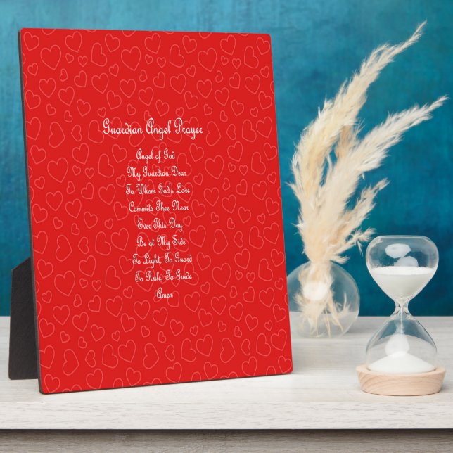 Placa Expositora Guardian Angel Prayer Red Hearts  (Lado)