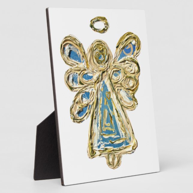 Placa Expositora Guardian Blue Angel Pinting Art Gift Plaque (Lado)