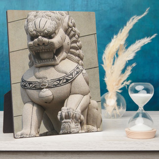 Placa Expositora Guardianes chinos de león Foo Dog 石 獅 (Lado)