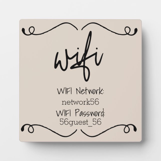 Placa Expositora Guest Visitor WIFI information Password (Frente)