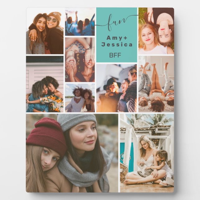 Placa Expositora Guión bff de los mejores amigos verde azulados 10  (Frente)