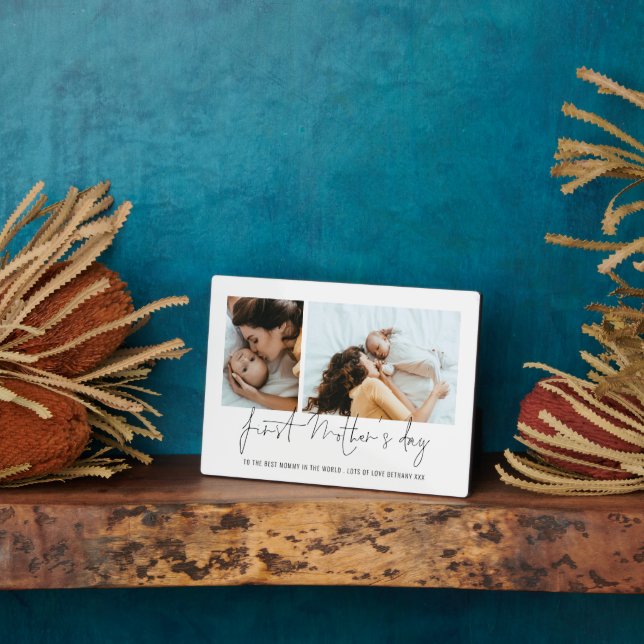 Placa Expositora Guión de 2 fotos del primer Día de la Madre modern (Lado)