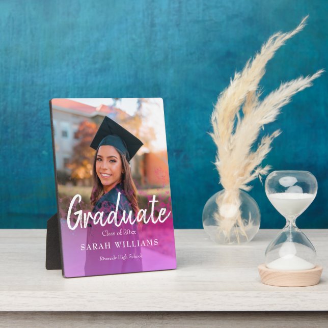 Placa Expositora Guion de foto de graduada personalizado con superp (Lado)