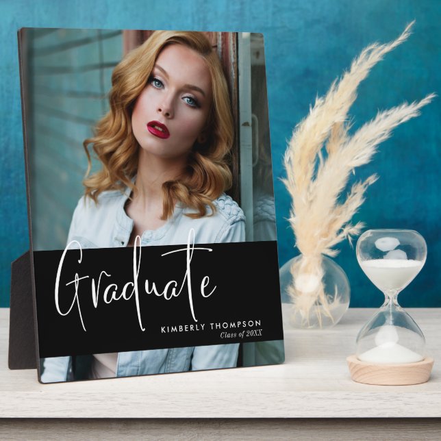 Placa Expositora Guión de graduación Foto de Personalizado simple m (Lado)