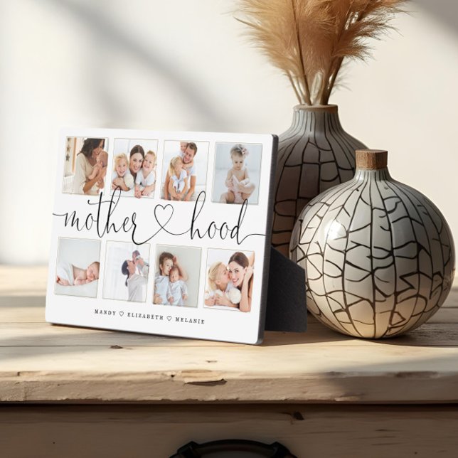 Placa Expositora Guión de maternidad | Regalo Para Madres Collage d (Motherhood Script | Gift For Mothers Photo Collage Plaque)
