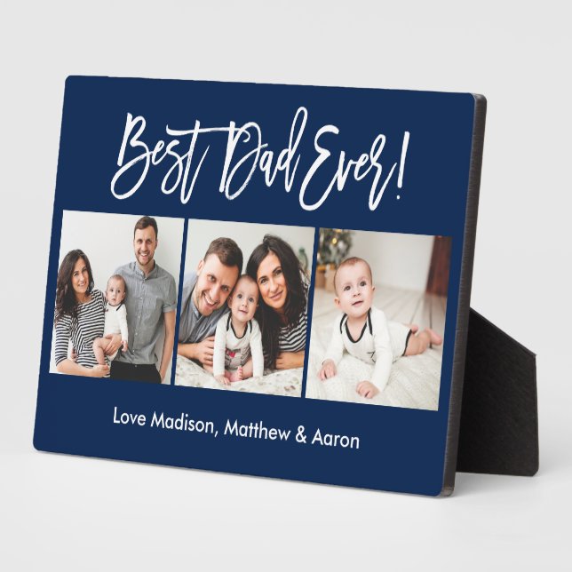 Placa Expositora Guión de pincel moderno 3 fotos mejor papá nunca a (Lado)