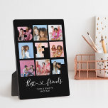 Placa Expositora Guión del corazón negro del Collage de fotos BFF d<br><div class="desc">Característica de diseño 9 collage de fotos,  BFF corte el borde de la foto. Tipografía del guión de serif y caligrafía de losa.</div>