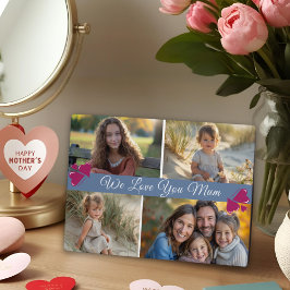 Placa Expositora Guión moderno cuatro fotos del día de la madre azu