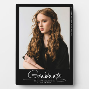 Placa Expositora Guión simple moderno para graduados con foto manus