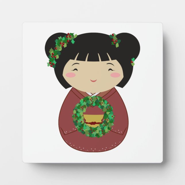 Placa Expositora Guirnalda del navidad de Kokeshi (Frente)
