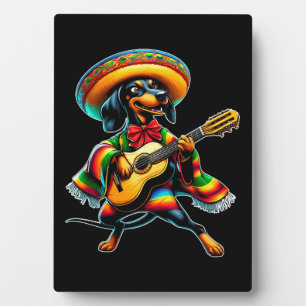Placa Expositora Guitarra Mariachi de Dachshund del Cinco de Mayo