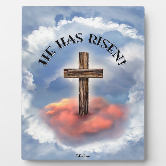 Placa Expositora Ha Resucitado Cruz Áspera Con Nubes (Frente)