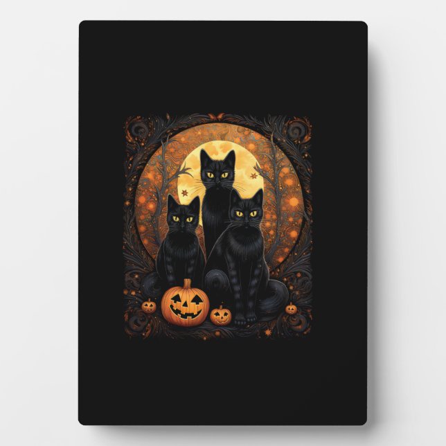 Placa Expositora Halloween Black Cat Van Gogh Witch Kawaii Pumpkin (Frente)