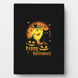 Placa Expositora Halloween con calabazas lunares batiendo arañas y