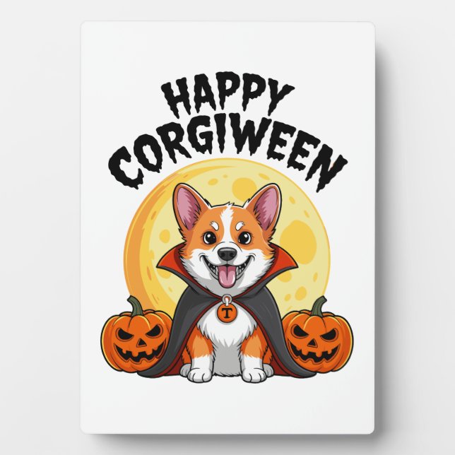 Placa Expositora Halloween Corgiween, Spooky Corgi Dog (Frente)