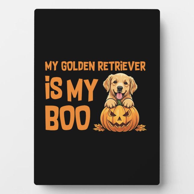 Placa Expositora Halloween de Golden Retriever (Frente)