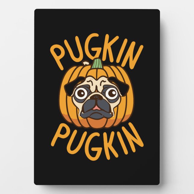Placa Expositora Halloween del perro Pugkin Pug (Frente)