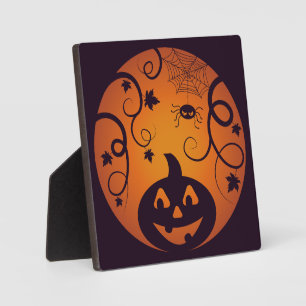 Placa Expositora Halloween Jack o linterna cara de calabaza y araña
