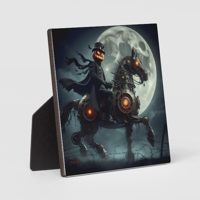 Placa Expositora Halloween Steampunk Jinete sin Cabeza (Anverso)