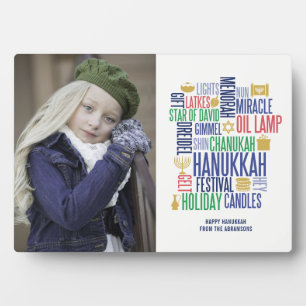 Placa Expositora Hanukkah Palabras Fiestas Tabletop Plaque