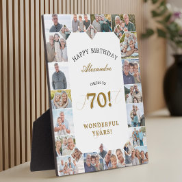 Placa Expositora Happy 70th Birthday Personalized Photo Collage