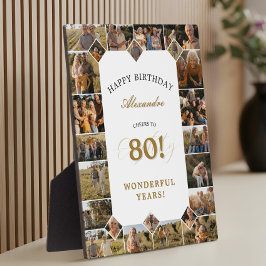 Placa Expositora Happy 80th Birthday Personalized Photo Collage