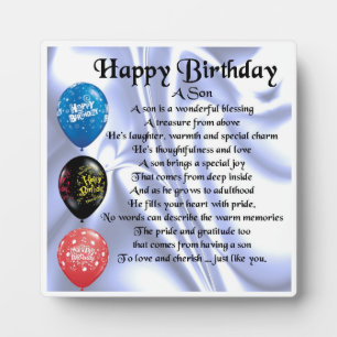 Placa Expositora Happy Birday Son Poem Plaque