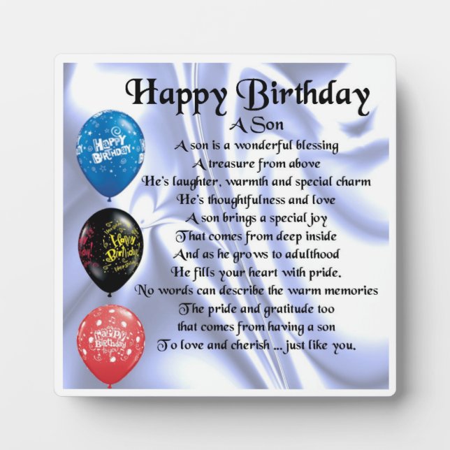 Placa Expositora Happy Birday Son Poem Plaque (Frente)