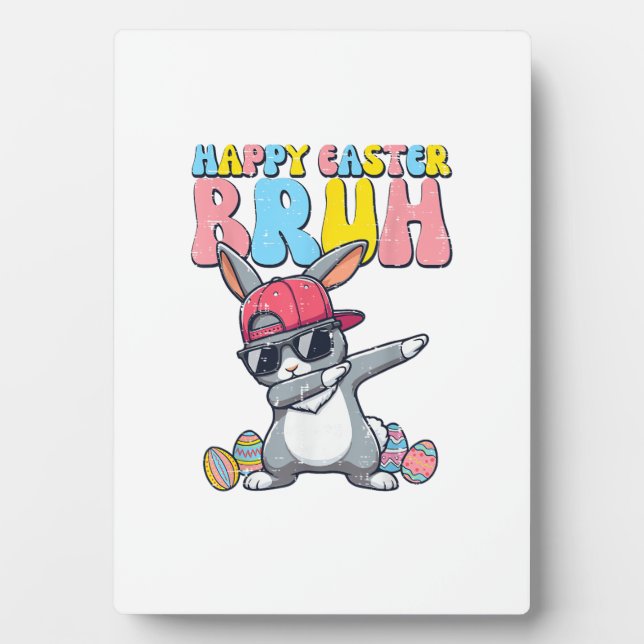 Placa Expositora Happy Easter Bruh Bunny Dab Rabbit Dance Boys Kids (Frente)