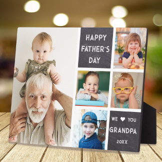 Placa Expositora Happy Father's Day Grandpa 5 Photo Chalkboard