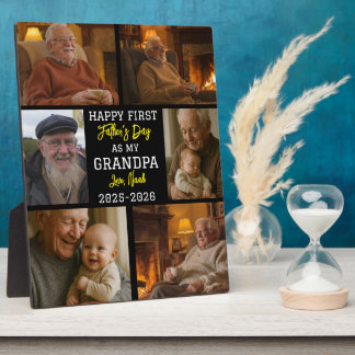 Placa Expositora Happy First Grandpa Day Photo Collage