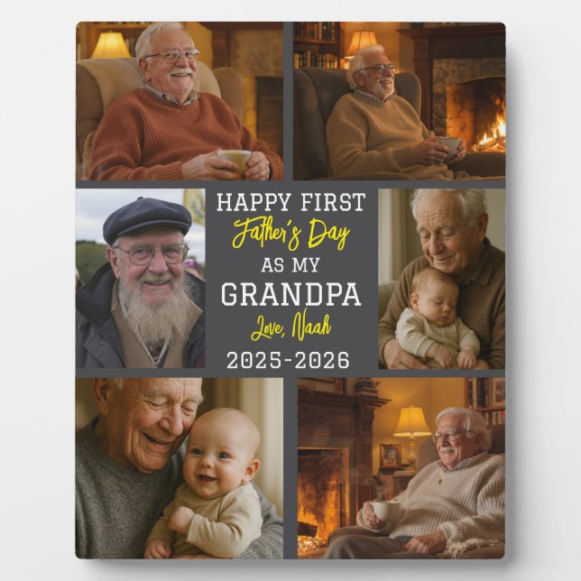 Placa Expositora Happy First Grandpa Day Photo Collage (Frente)