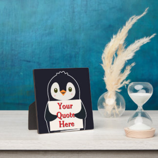 Placa Expositora Happy penguin holding a sign to personalize