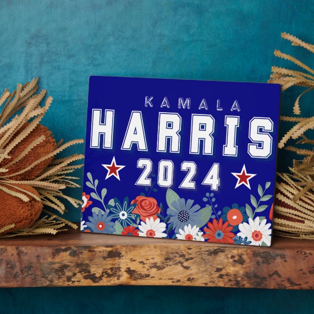Placa Expositora Harris 2024 Rótulo de la Mesa Electoral Floral (Lado)