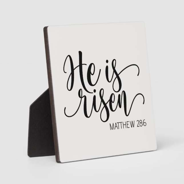 Placa Expositora He is Risen Bible Verse Ivory Inspirational (Anverso)