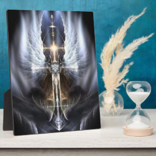 Placa Expositora Heavenne Angel Wing Cross Fractal Art Plaque