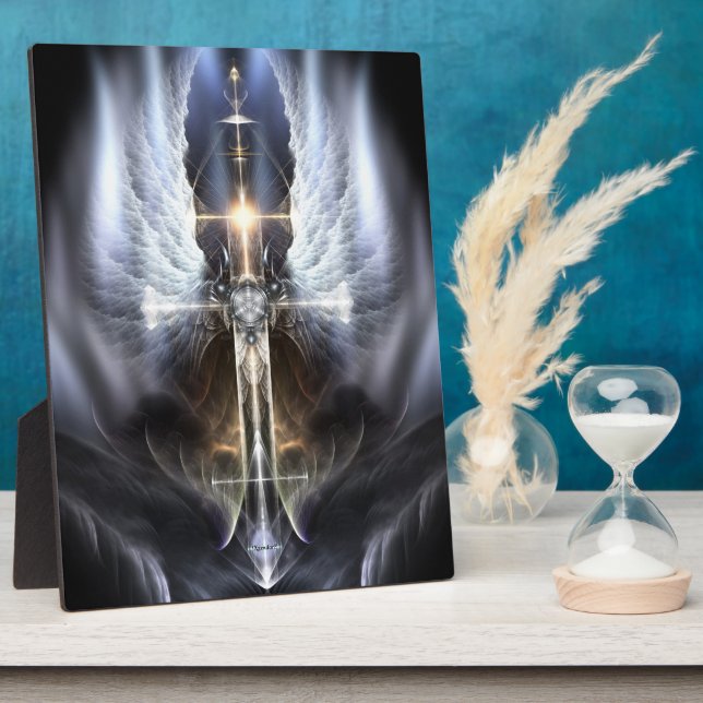 Placa Expositora Heavenne Angel Wing Cross Fractal Art Plaque (Lado)