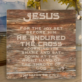 Placa Expositora Hebreos 12:2 Biblia de Pascua versus madera templa