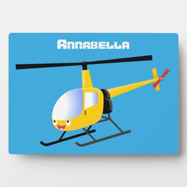 Placa Expositora Helicóptero de personalizado alegre amarillo lindo (Frente)