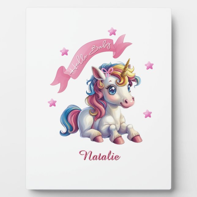 Placa Expositora Hello Baby Unicorn (Frente)