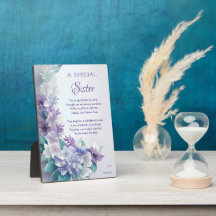 Hermana Especial Poema Pastel Azul Floral Mauve