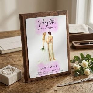 Placa Expositora Hermana personalizada de la novia acuarela púrpura