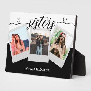 Placa Expositora Hermanas 3 Collage de fotos Script Cute Gift