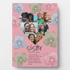 Placa Expositora Hermanas modernas citan floral de corazón rosado