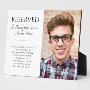 Placa Expositora Hermano de Groom In Heaven Foto Salven al Boda del