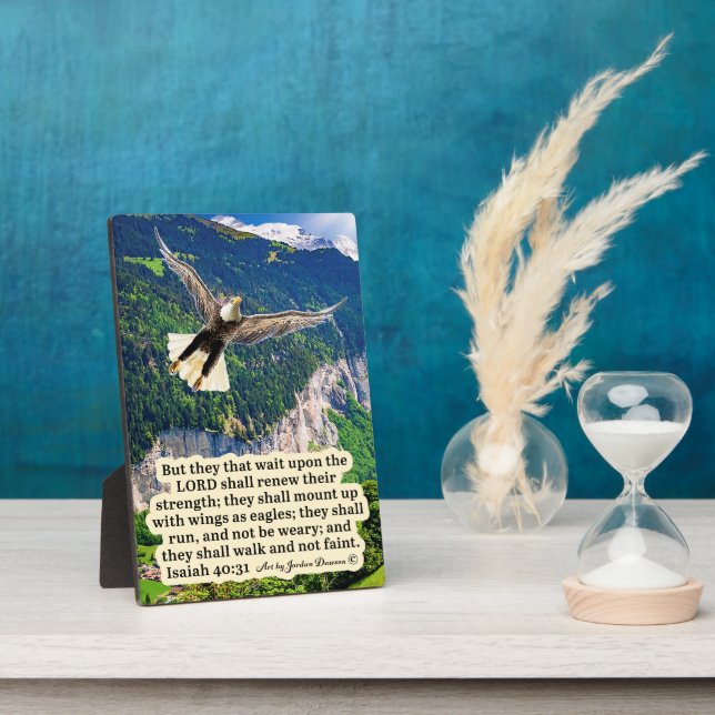 Placa Expositora Hermosa Escritura de Águila Plata Isaías 40:31 (Lado)