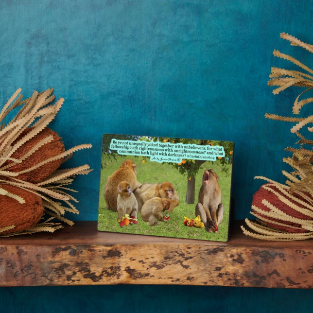 Placa Expositora Hermosa Escritura de Monos 2 Corintios 6:14 (Lado)