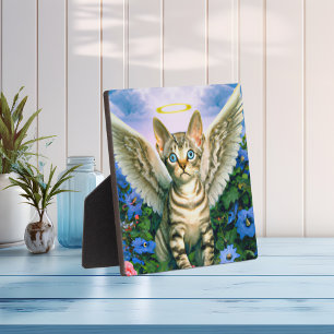 Placa Expositora Hermosas Alas de Ángel Gatito Atigrado Halo