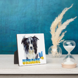 Placa Expositora Hermoso Aquarela Perro y Mariposa de Ucrania